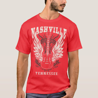 Nashville Tennessee Distressed Guitar Angel Wings T-Shirt