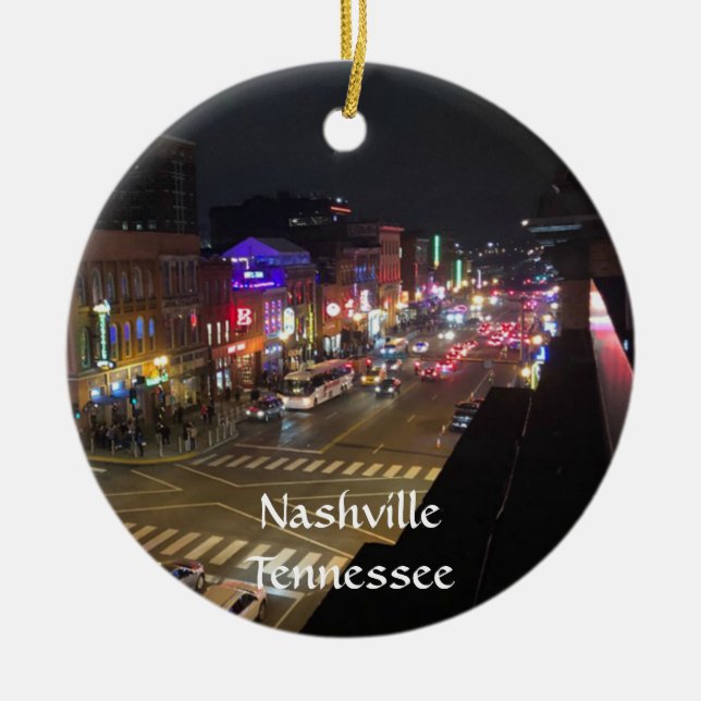 Nashville Tennessee Downtown Music Row Ceramic Ornament (Front)