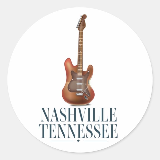 Nashville Tennessee Guitar travel poster Magnet Classic Round Sticker (Front)