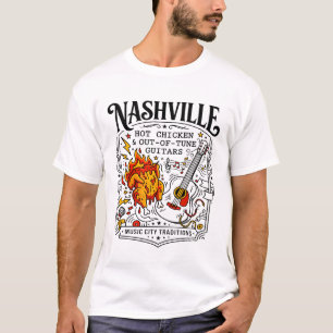 Nashville Tennessee Hot Chicken And Acoustic Guita T-Shirt