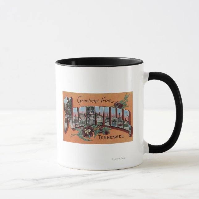 Nashville, Tennessee - Large Letter Scenes Mug (Right)