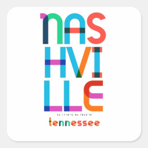 Nashville Tennessee Mid Century, Pop Art, Square Sticker