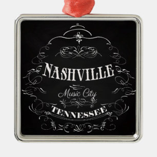 Nashville, Tennessee - Music City Metal Ornament