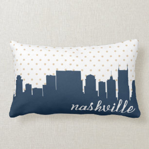 Nashville, Tennessee navy polka dot Lumbar Cushion