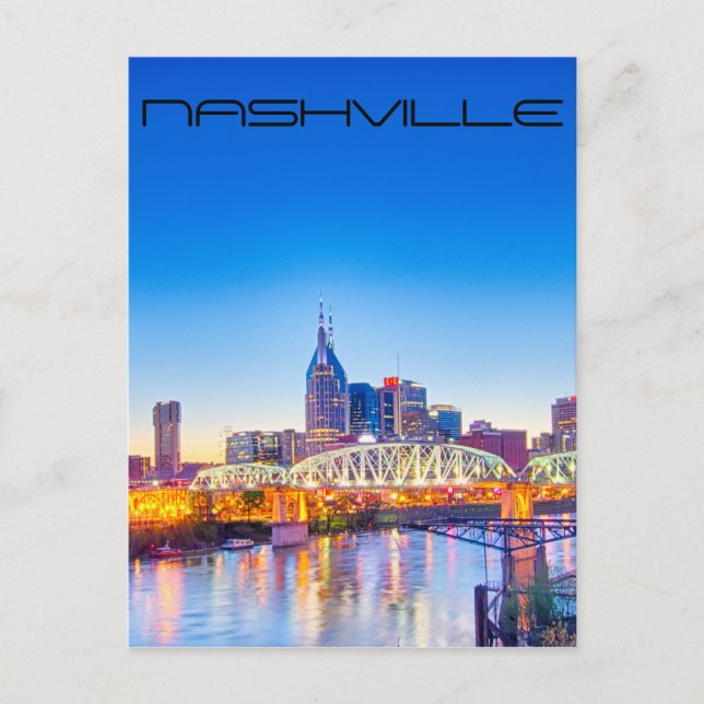 Nashville Tennessee night skyline Postcard (Front)