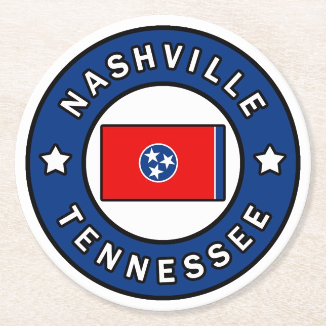 Nashville Tennessee Round Paper Coaster (Front)