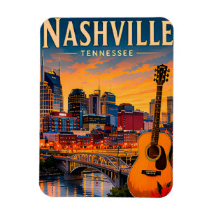 🎸 Nashville Tennessee Skyline And Music Row Magnet