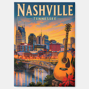 🎸 Nashville Tennessee Skyline And Music Row Magnet