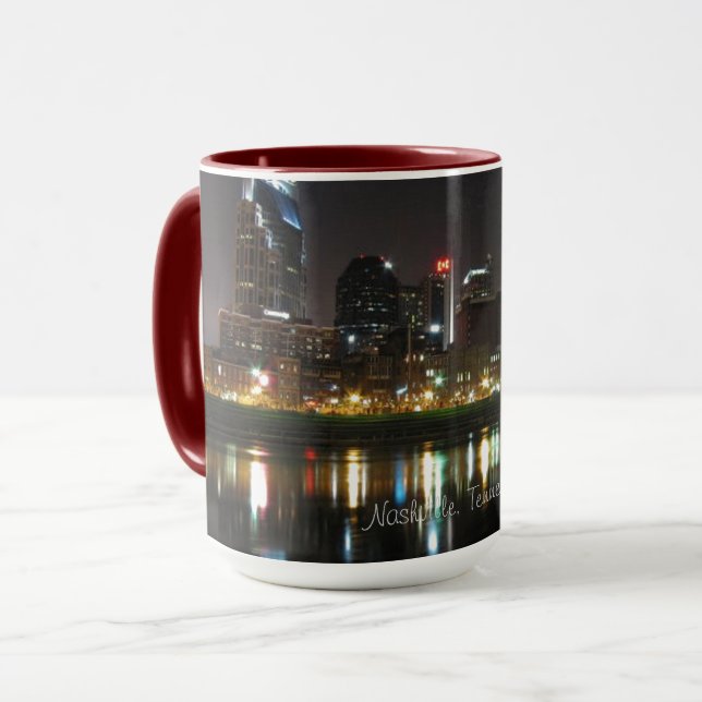 Nashville, Tennessee Skyline at Night Mug (Front Left)