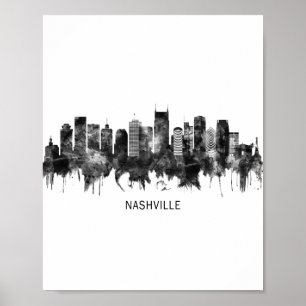 Nashville Tennessee Skyline BW Poster