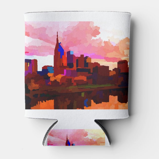 Nashville Tennessee Skyline by Jon Baran Can Cooler (Front)