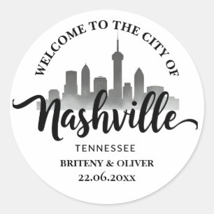 Nashville Tennessee Skyline destination Weeding Classic Round Sticker
