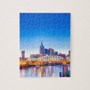 nashville tennessee skyline during blue hour jigsaw puzzle