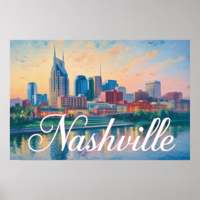 Nashville Tennessee Skyline Impressionist Poster (Front)