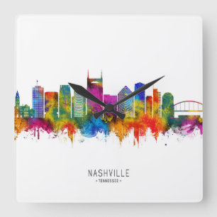 Nashville Tennessee Skyline Square Wall Clock