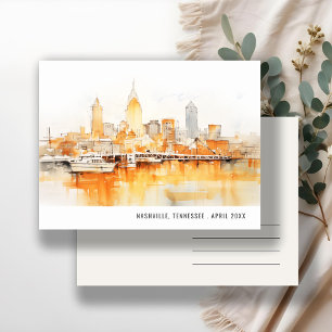 Nashville Tennessee Skyline Watercolor Travel Postcard
