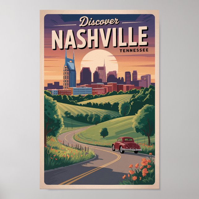 Nashville Tennessee Southern Road Travel Art Poster (Front)