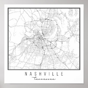 Nashville Tennessee Street Map Poster