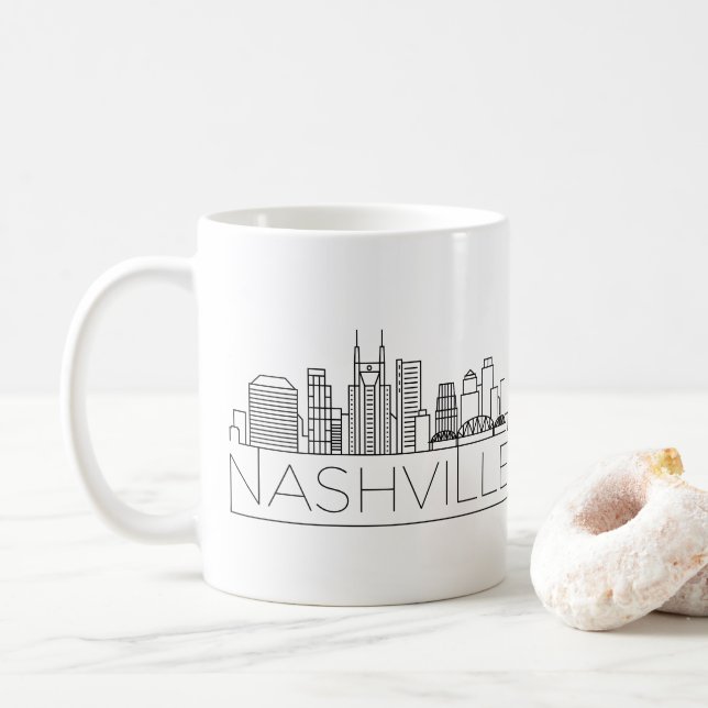 Nashville Tennessee Stylised Skyline Coffee Mug (With Donut)