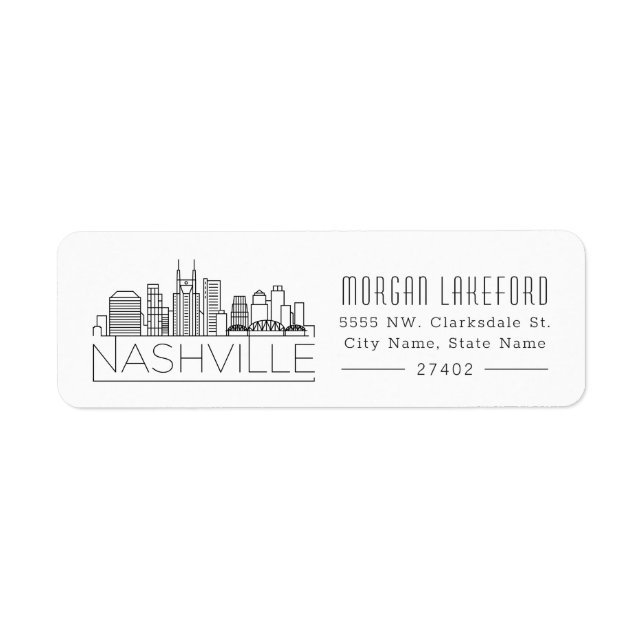 Nashville Tennessee Stylised Skyline | Return Address Label (Front)
