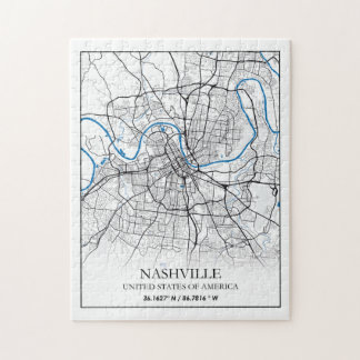 Nashville Tennessee USA Travel City Map Jigsaw Puzzle