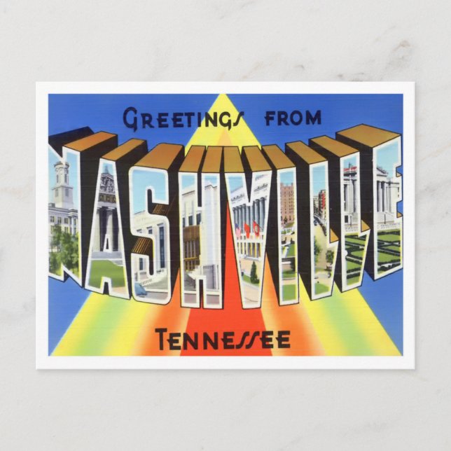 Nashville, Tennessee Vintage Big Letters Postcard (Front)