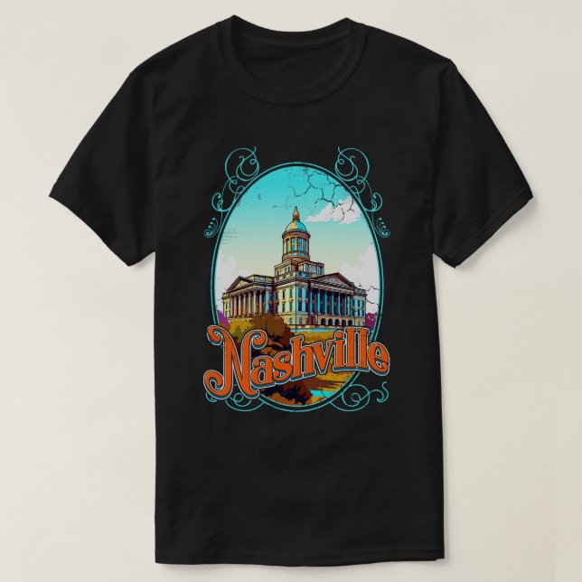 Nashville Tennessee Vintage Distressed T-Shirt (Design Front)