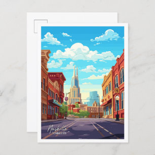 Nashville Tennessee vintage travel illustration Postcard