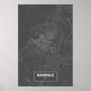 Nashville, Tennessee (white on black) Poster