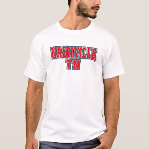 Nashville TN Bold Block Letter Design – Red White T-Shirt