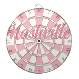 Nashville TN editable text Pastel Pink And White Dartboard