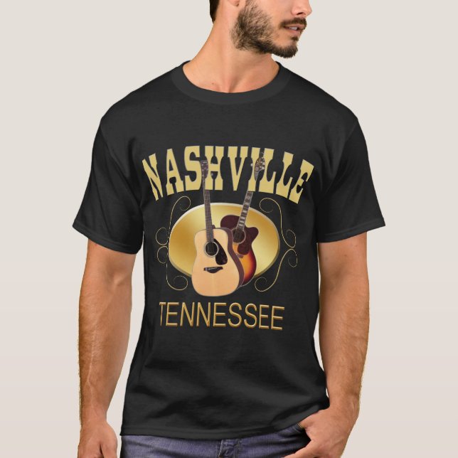 Nashville TN Guitars Men's Dark T-Shirts (Front)