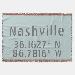 Nashville TN Latitude Longitude Throw Blanket