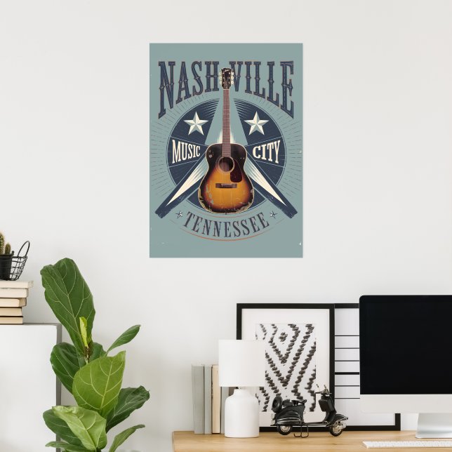 Nashville, TN - Music City USA Poster (Home Office)