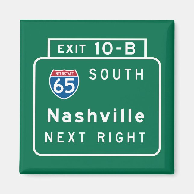 Nashville, TN Road Sign Magnet (Front)