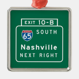 Nashville, TN Road Sign Metal Tree Decoration