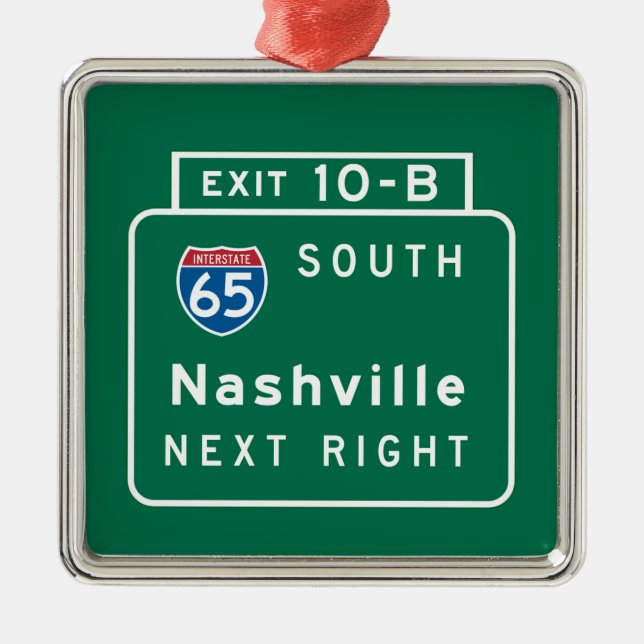 Nashville, TN Road Sign Metal Tree Decoration (Front)