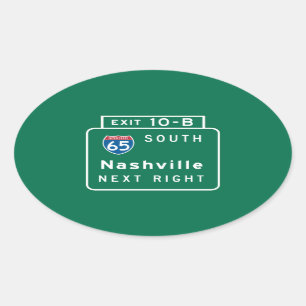 Nashville, TN Road Sign Oval Sticker