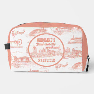 Nashville Toile Bachelorette Coral Pink on White Dopp Kit