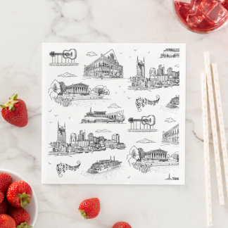 Nashville Toile Black and White Napkin