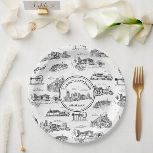 Nashville Toile Black and White Paper Plate