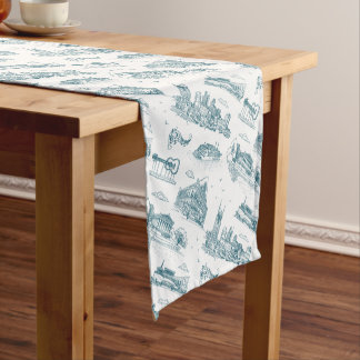 Nashville Toile Twilight on White Short Table Runner