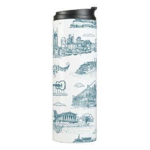 Nashville Toile Twilight on White Thermal Tumbler