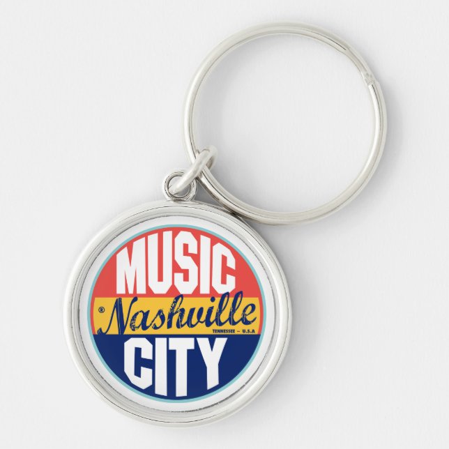 Nashville Vintage Label Key Ring (Front)
