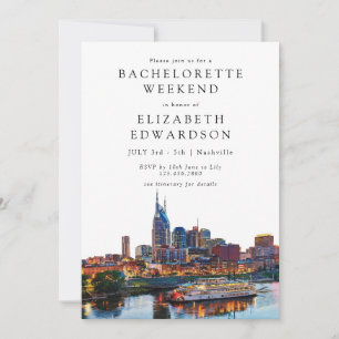 Nashville Watercolor Bachelorette Weekend Invitation