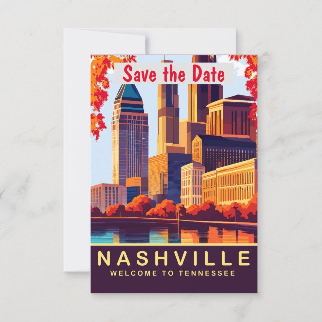 Nashville Waterfront Autumn Glow Invitation (Front)