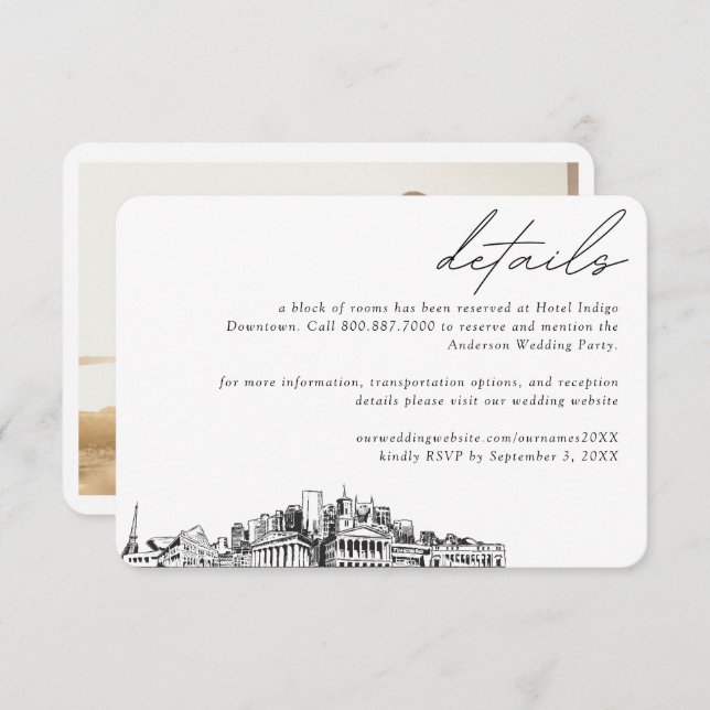 Nashville Wedding Hotel Room Block Details Small Enclosure Card (Front/Back)