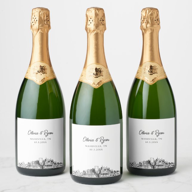 Nashville Wedding Personalised Champagne Label (Bottles)