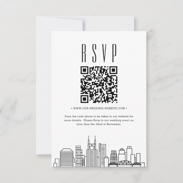 Nashville Wedding QR code RSVP Invitation (Front)