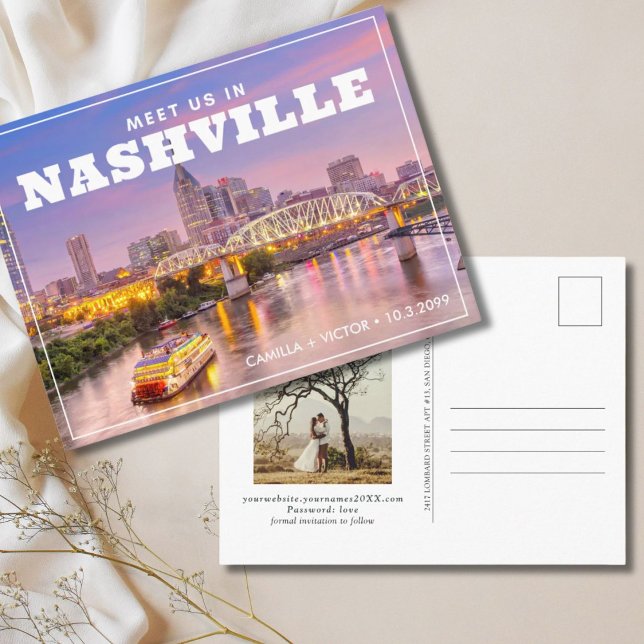 Nashville Wedding Save the Date Postcard Invite (Nashville wedding save the date postcard)